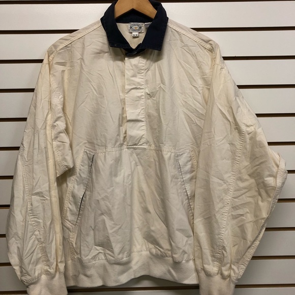 Men's Cream Jacket with Navy Collar - Picture 1 of 8